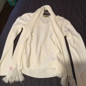 White blouse with scarf